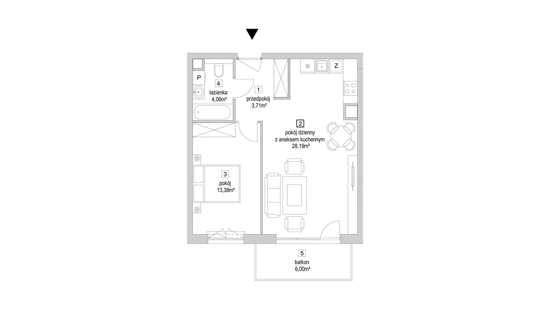2 pokoje, mieszkanie 49,34 m², piętro 3, oferta nr 9.4.11, Osiedle Przyjemne - etap IV, Gdańsk, Jasień, ul. Flisykowskiego