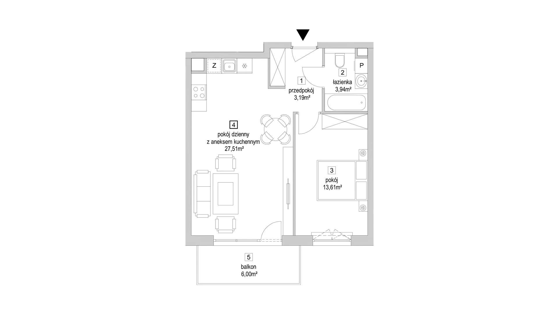 2 pokoje, mieszkanie 48,25 m², piętro 4, oferta nr 9.5.10, Osiedle Przyjemne - etap IV, Gdańsk, Jasień, ul. Flisykowskiego