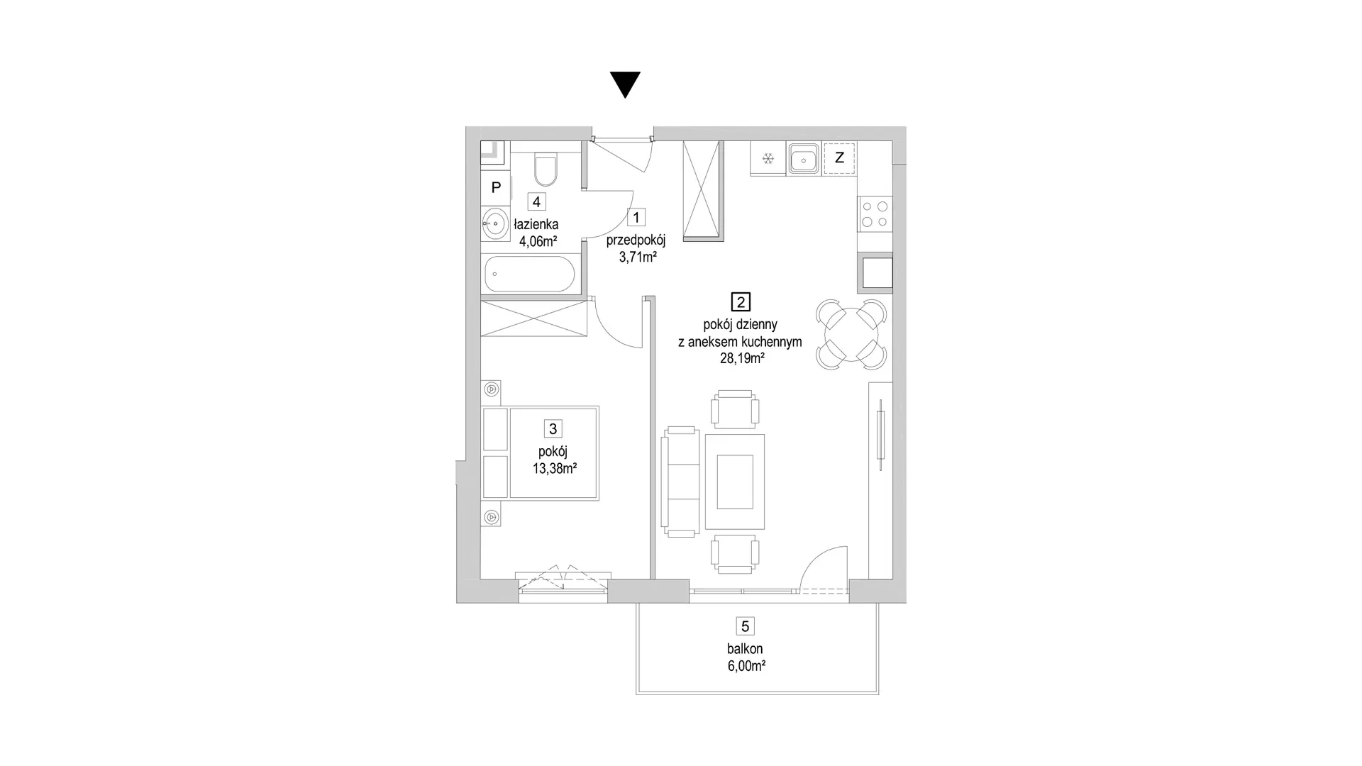 2 pokoje, mieszkanie 49,34 m², piętro 4, oferta nr 9.5.11, Osiedle Przyjemne - etap IV, Gdańsk, Jasień, ul. Flisykowskiego