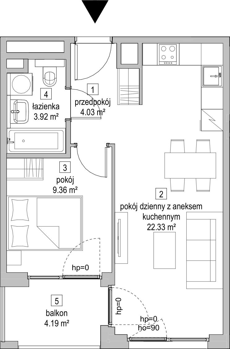 Mieszkanie 39,57 m², piętro 2, oferta nr A.2.3, ATAL Symbioza, Gdynia, Cisowa, ul. Kcyńska