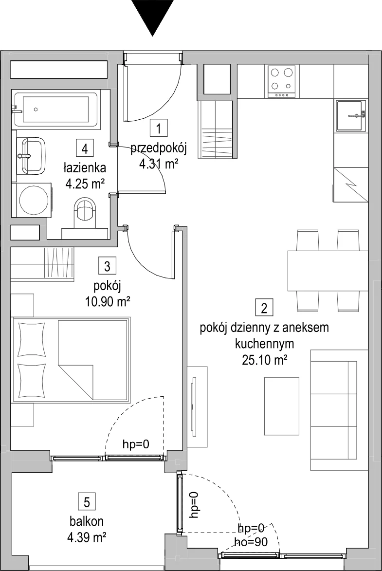 Mieszkanie 44,45 m², piętro 4, oferta nr A.4.6, ATAL Symbioza, Gdynia, Cisowa, ul. Kcyńska