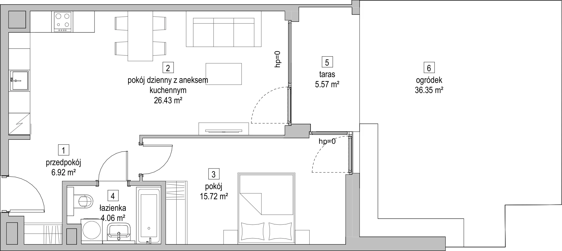 Mieszkanie 53,02 m², parter, oferta nr B2.0.2, ATAL Symbioza, Gdynia, Cisowa, ul. Kcyńska