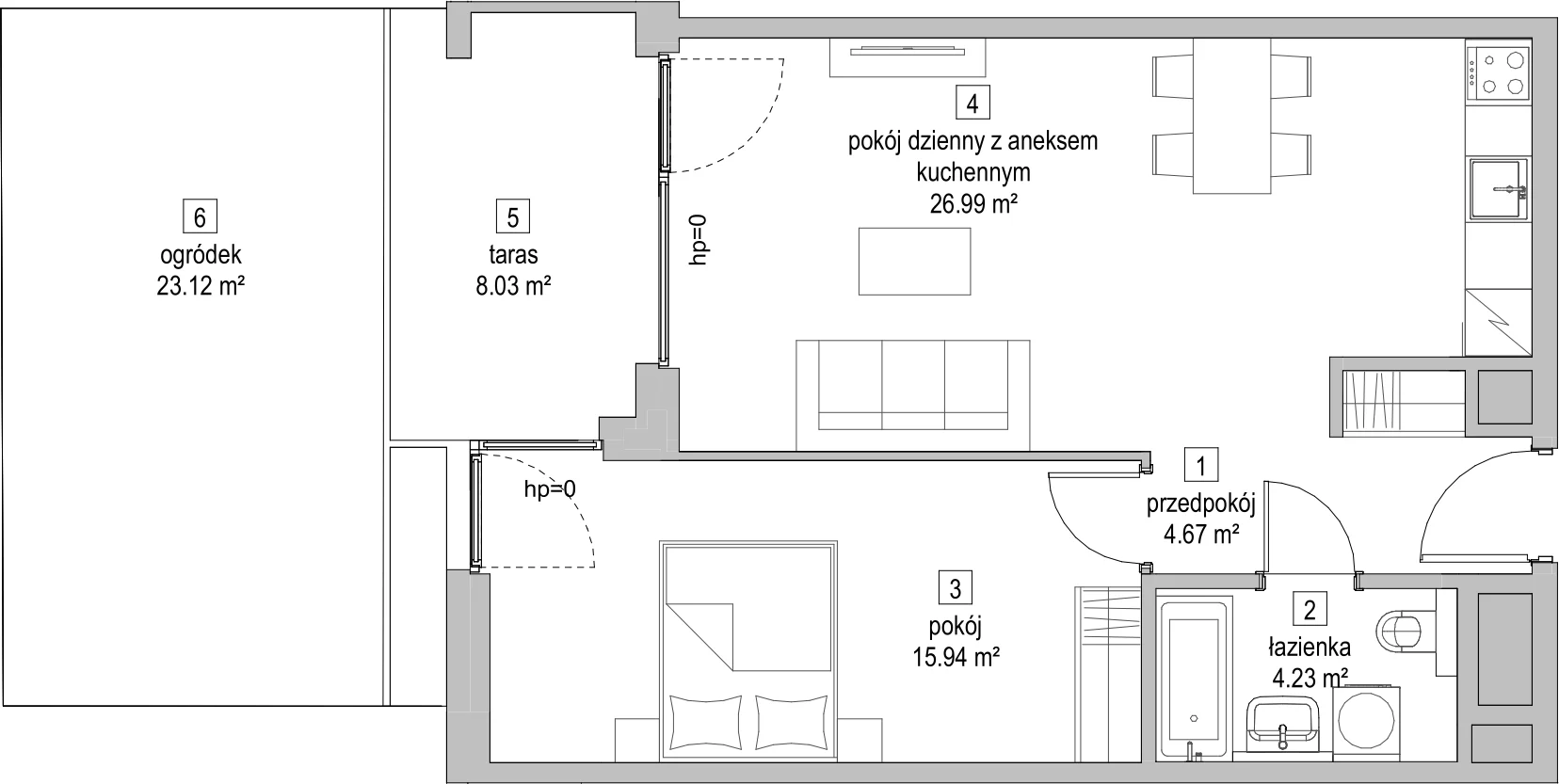 Mieszkanie 51,67 m², parter, oferta nr B2.0.4, ATAL Symbioza, Gdynia, Cisowa, ul. Kcyńska