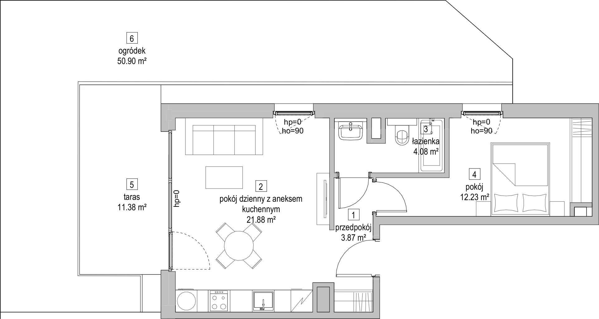 Mieszkanie 42,08 m², parter, oferta nr B2.0.7, ATAL Symbioza, Gdynia, Cisowa, ul. Kcyńska