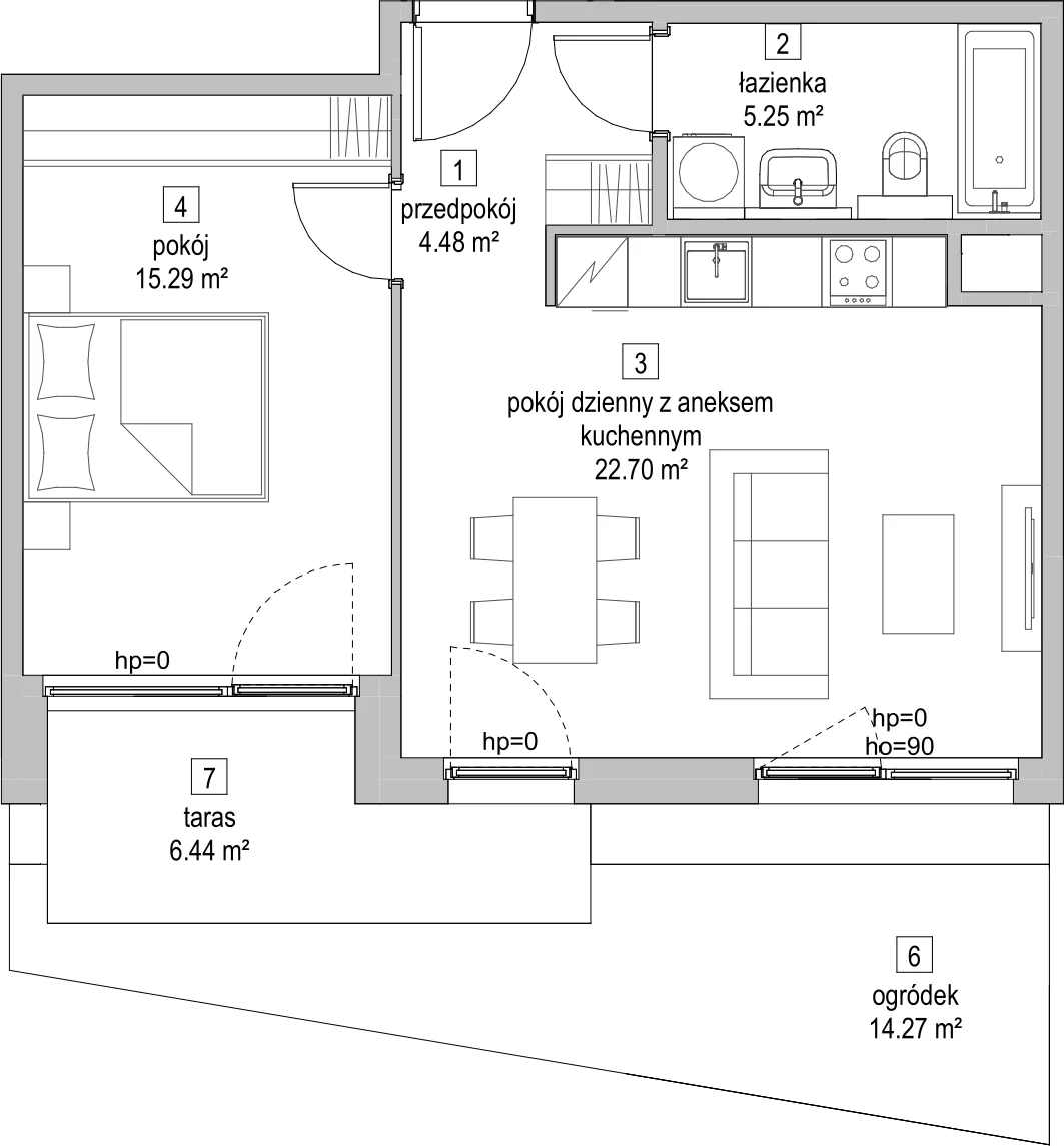 Mieszkanie 47,58 m², parter, oferta nr C1.0.2, ATAL Symbioza, Gdynia, Cisowa, ul. Kcyńska