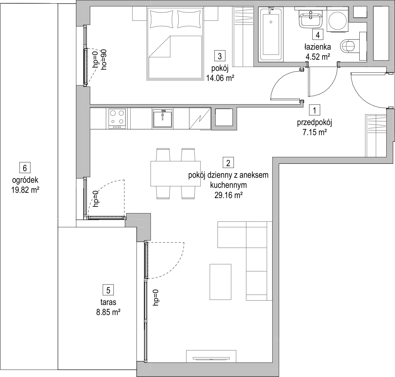 Mieszkanie 54,65 m², parter, oferta nr C1.0.3, ATAL Symbioza, Gdynia, Cisowa, ul. Kcyńska