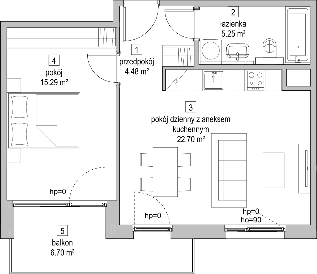 Mieszkanie 47,57 m², piętro 1, oferta nr C1.1.2, ATAL Symbioza, Gdynia, Cisowa, ul. Kcyńska