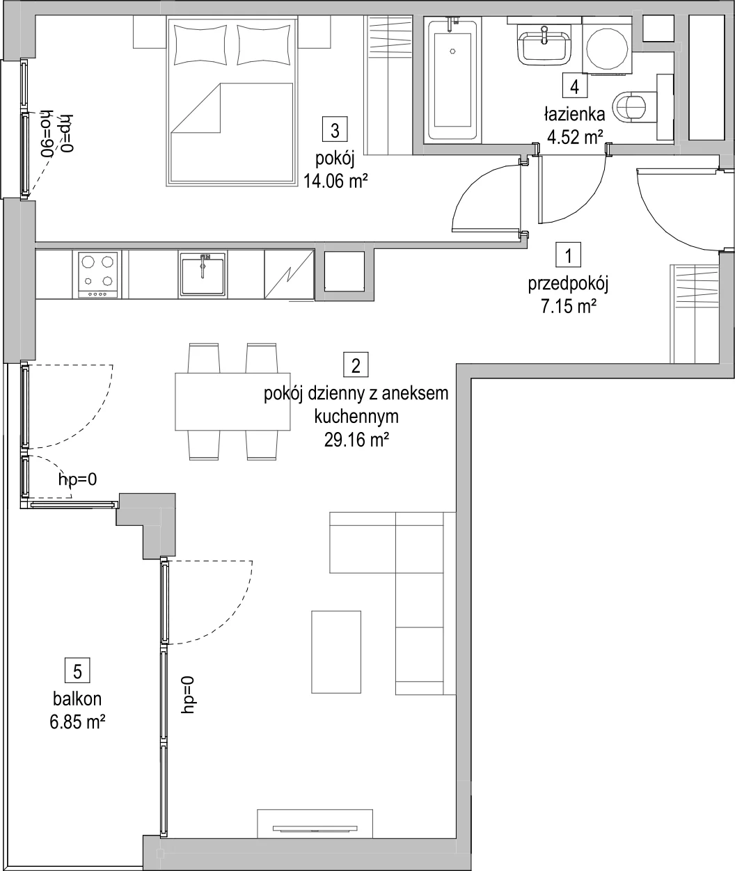 Mieszkanie 54,66 m², piętro 1, oferta nr C1.1.3, ATAL Symbioza, Gdynia, Cisowa, ul. Kcyńska