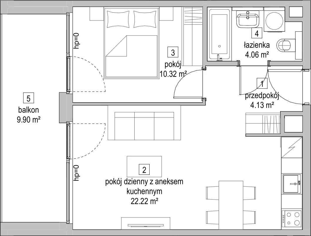 Mieszkanie 40,61 m², piętro 1, oferta nr C1.1.4, ATAL Symbioza, Gdynia, Cisowa, ul. Kcyńska