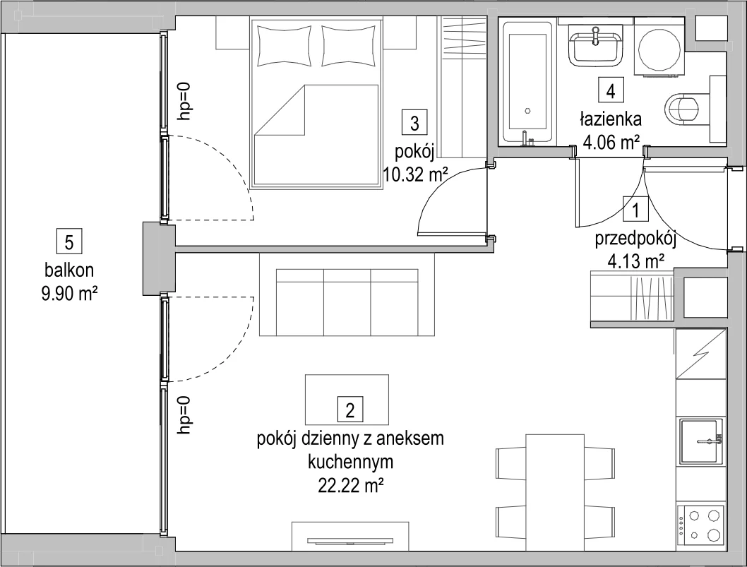 Mieszkanie 40,71 m², piętro 2, oferta nr C1.2.4, ATAL Symbioza, Gdynia, Cisowa, ul. Kcyńska