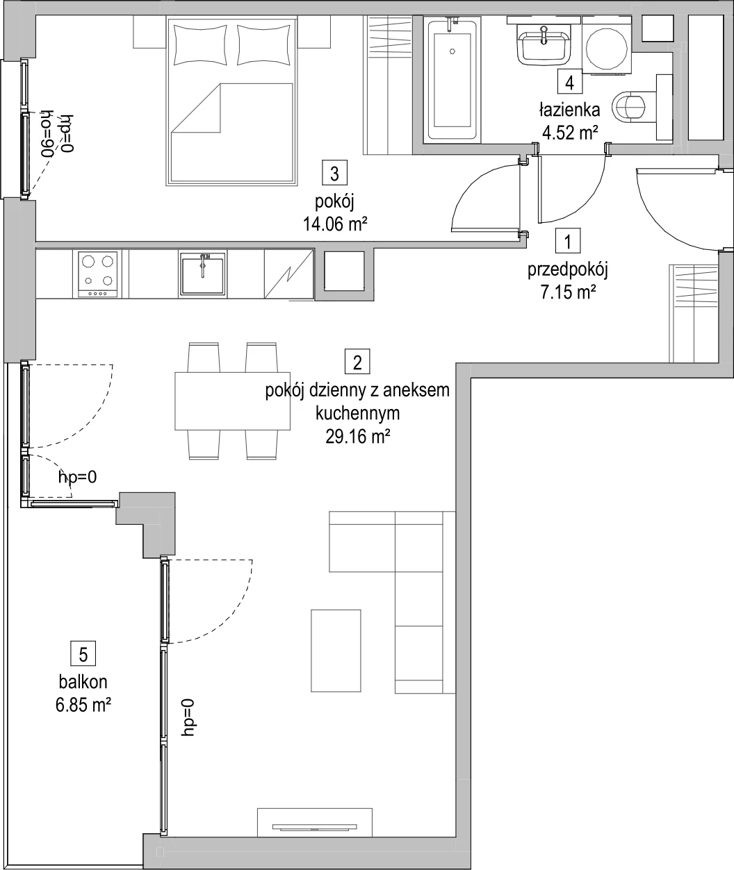 Mieszkanie 54,66 m², piętro 5, oferta nr C1.5.3, ATAL Symbioza, Gdynia, Cisowa, ul. Kcyńska