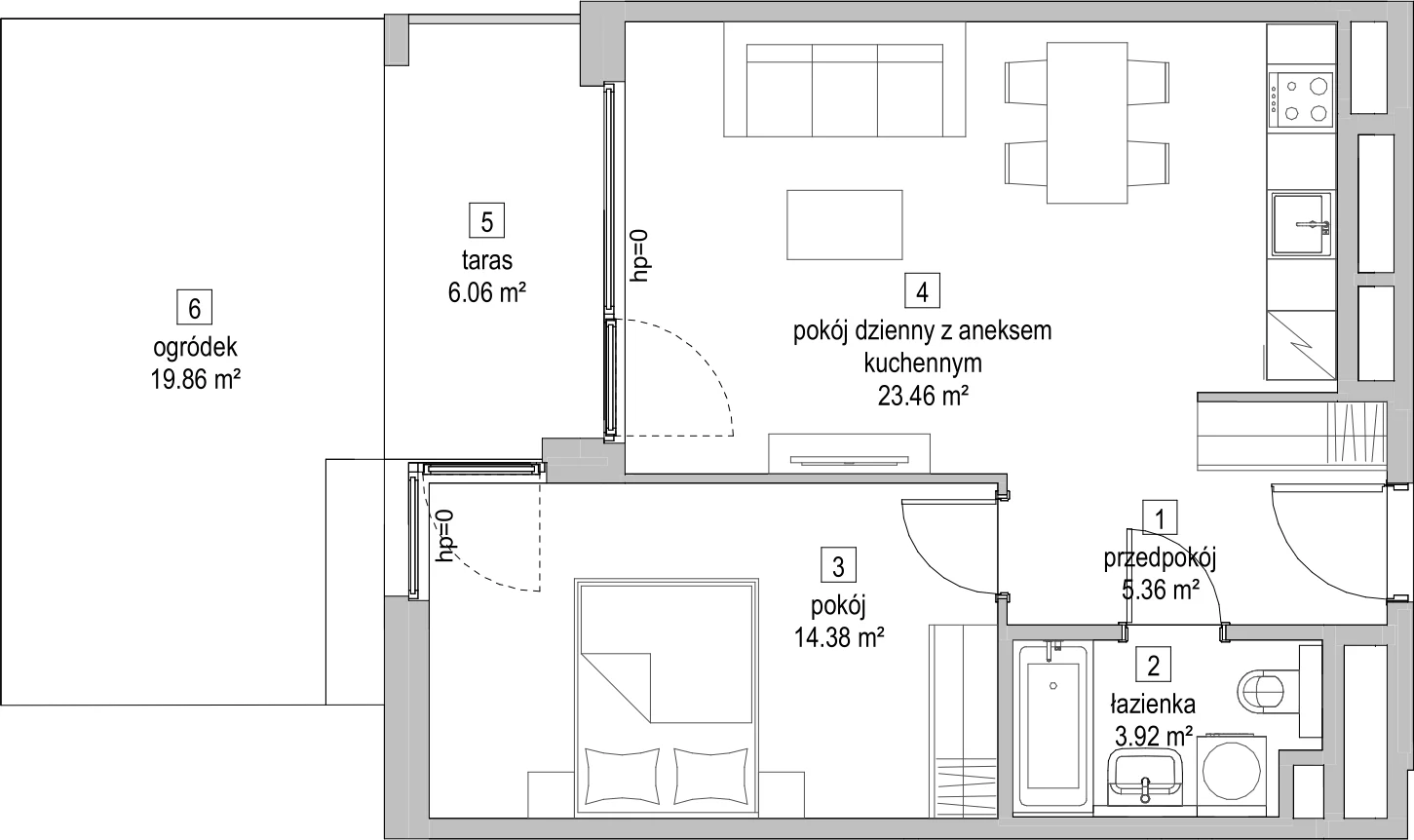 Mieszkanie 46,97 m², parter, oferta nr C2.0.2, ATAL Symbioza, Gdynia, Cisowa, ul. Kcyńska