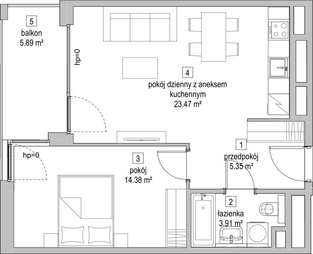 Mieszkanie 46,96 m², piętro 4, oferta nr C2.4.2, ATAL Symbioza, Gdynia, Cisowa, ul. Kcyńska