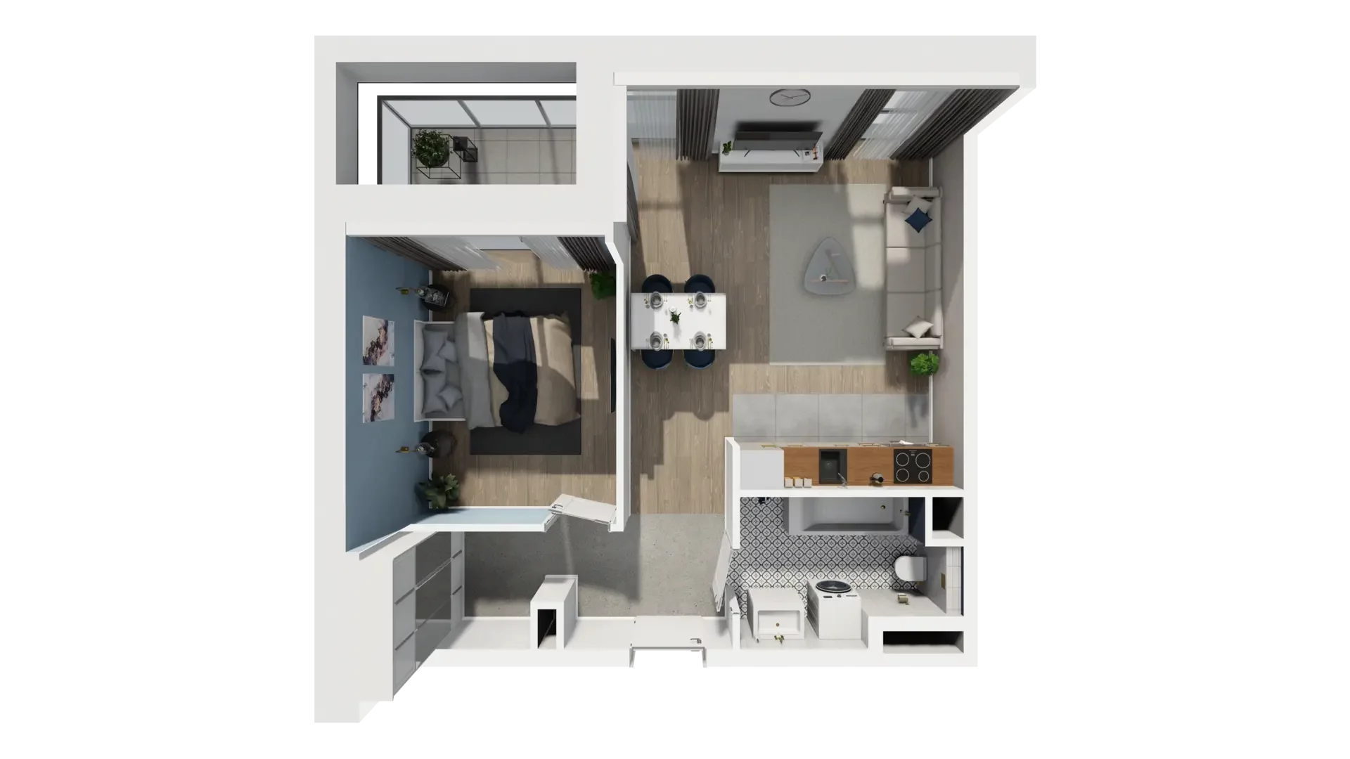 2 pokoje, mieszkanie 47,59 m², piętro 3, oferta nr B1.3.3, ATAL Symbioza, Gdynia, Cisowa, ul. Kcyńska