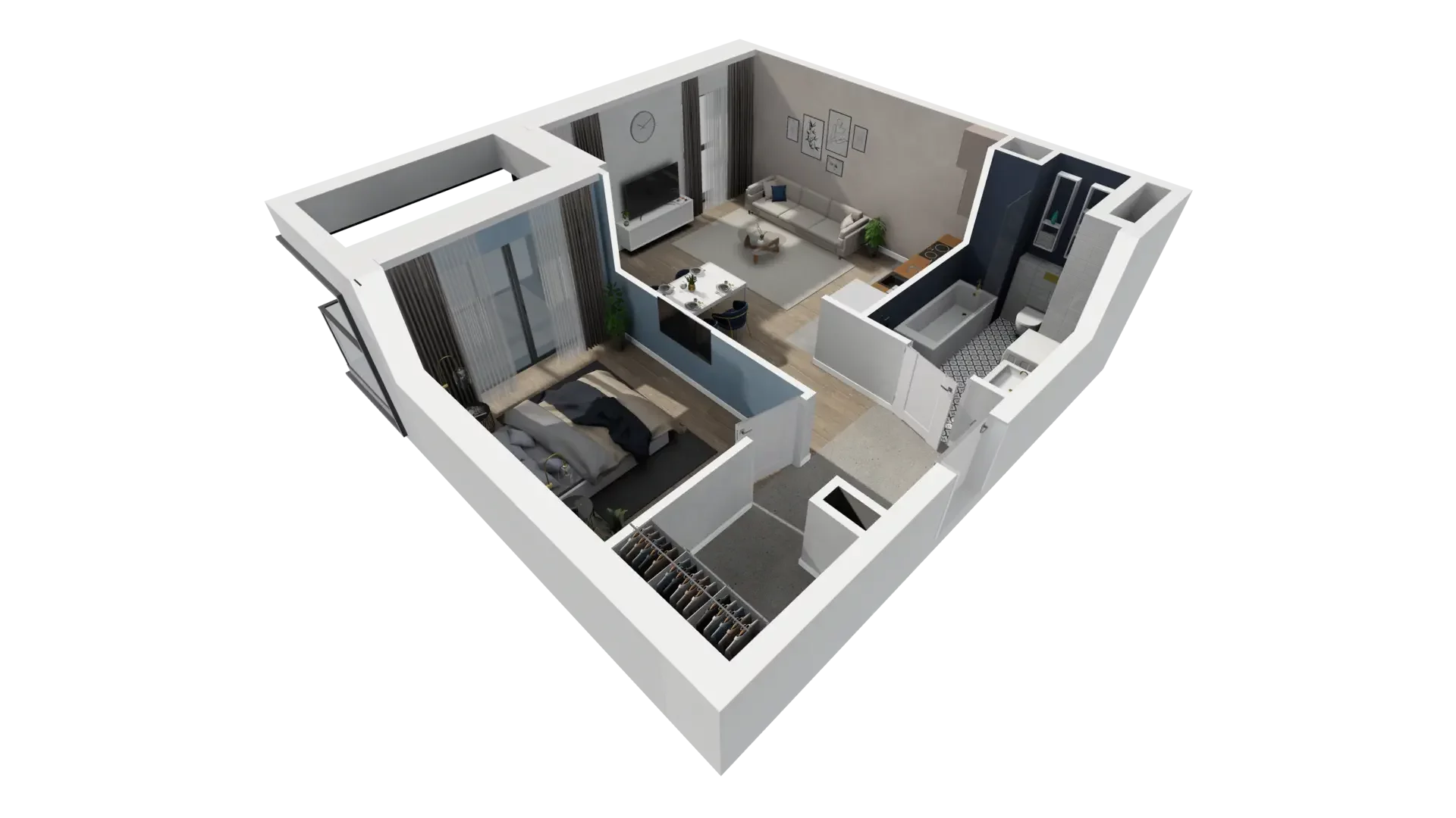 2 pokoje, mieszkanie 47,59 m², piętro 3, oferta nr B1.3.3, ATAL Symbioza, Gdynia, Cisowa, ul. Kcyńska