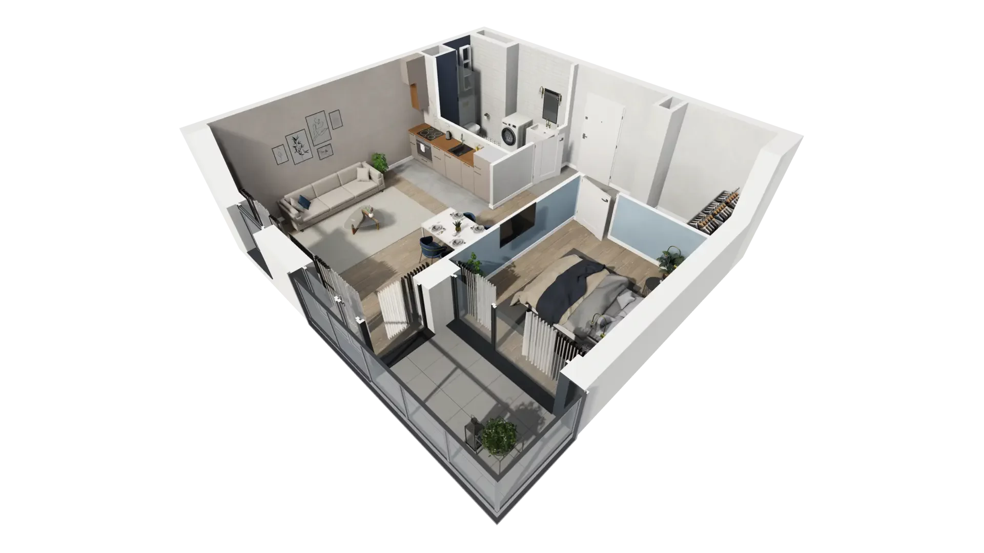 2 pokoje, mieszkanie 47,61 m², piętro 4, oferta nr B1.4.3, ATAL Symbioza, Gdynia, Cisowa, ul. Kcyńska