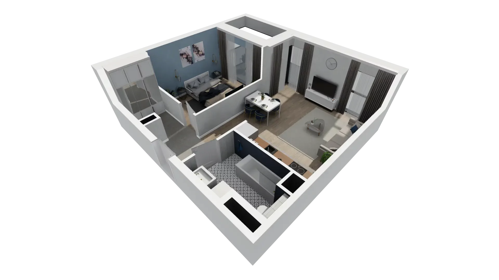 2 pokoje, mieszkanie 47,60 m², piętro 5, oferta nr B1.5.3, ATAL Symbioza, Gdynia, Cisowa, ul. Kcyńska