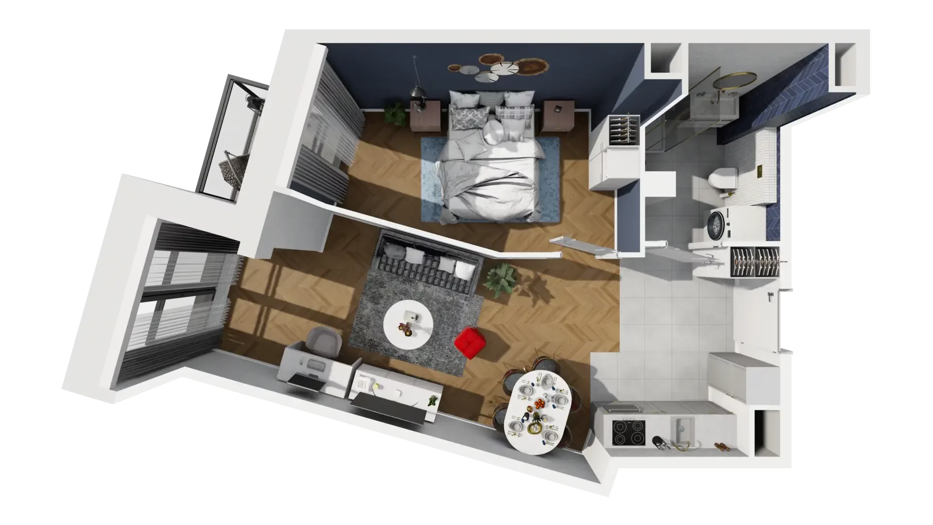 2 pokoje, mieszkanie 45,00 m², piętro 1, oferta nr A1.1.7, ATAL Grabiszyn, Wrocław, Gajowice, Fabryczna, ul. Grochowa