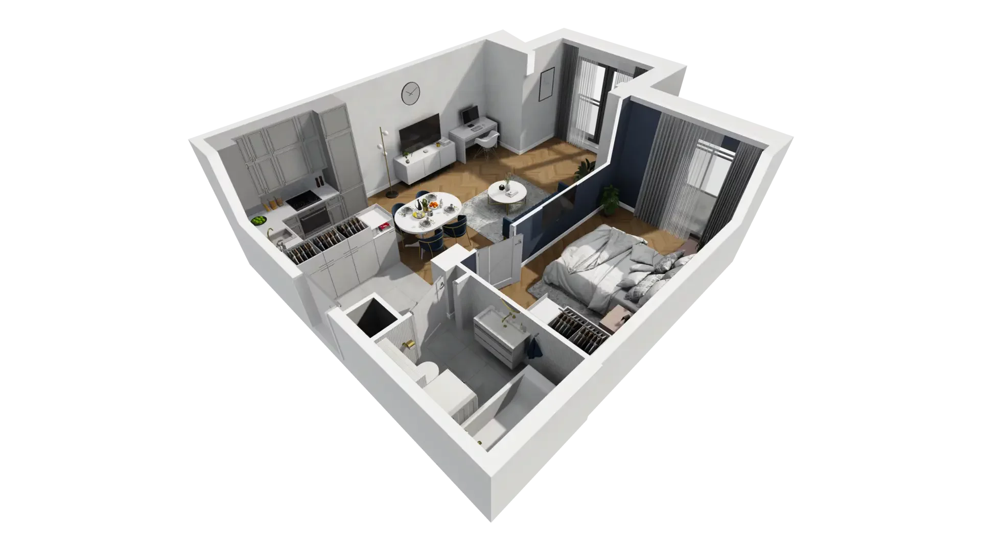 2 pokoje, mieszkanie 46,68 m², piętro 3, oferta nr A1.3.28, ATAL Grabiszyn, Wrocław, Gajowice, Fabryczna, ul. Grochowa
