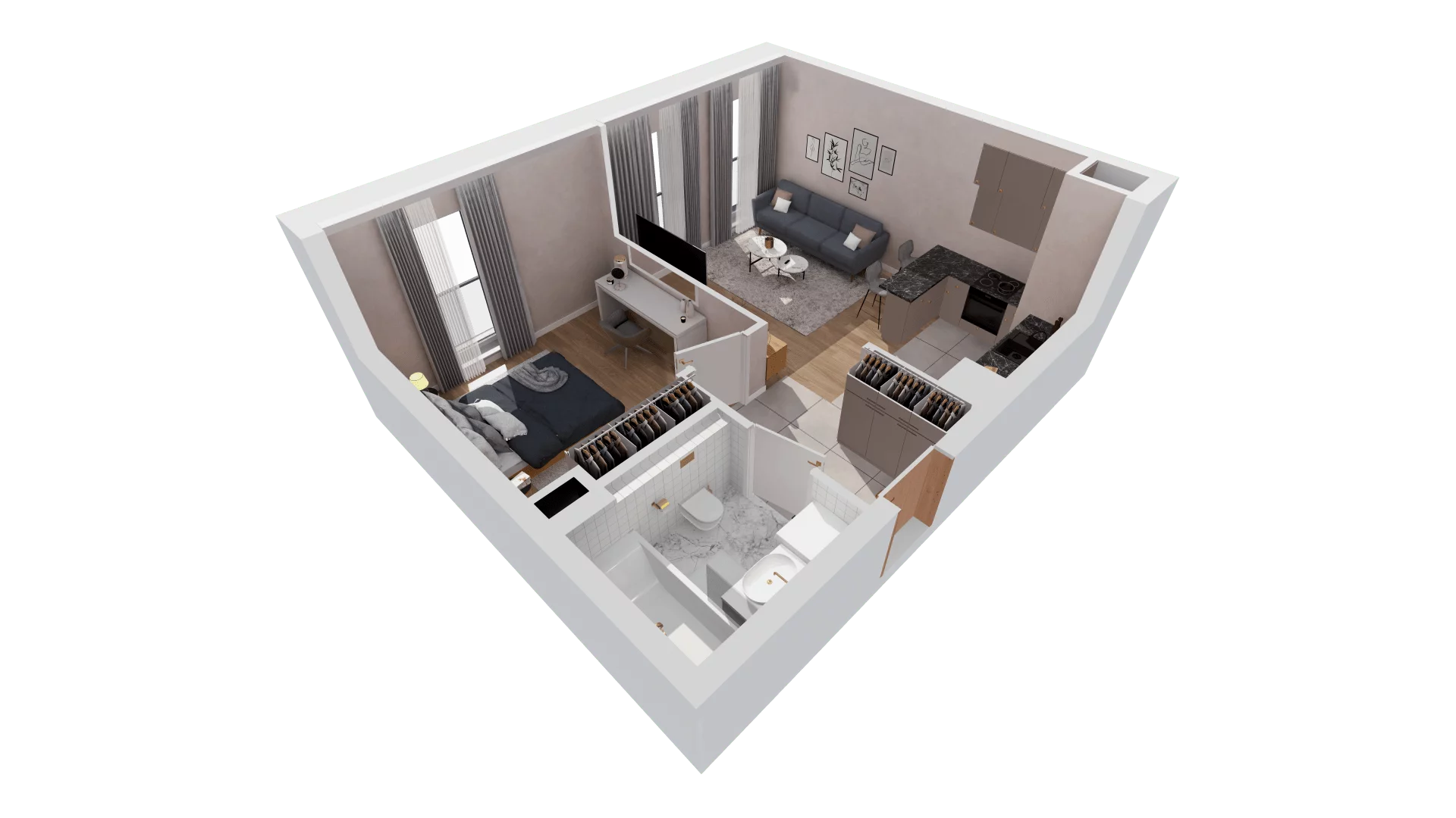 Mieszkanie 40,57 m², piętro 3, oferta nr 5.03.B14, Ogrody Andersa, Gliwice, Wojska Polskiego, ul. Leopolda Okulickiego