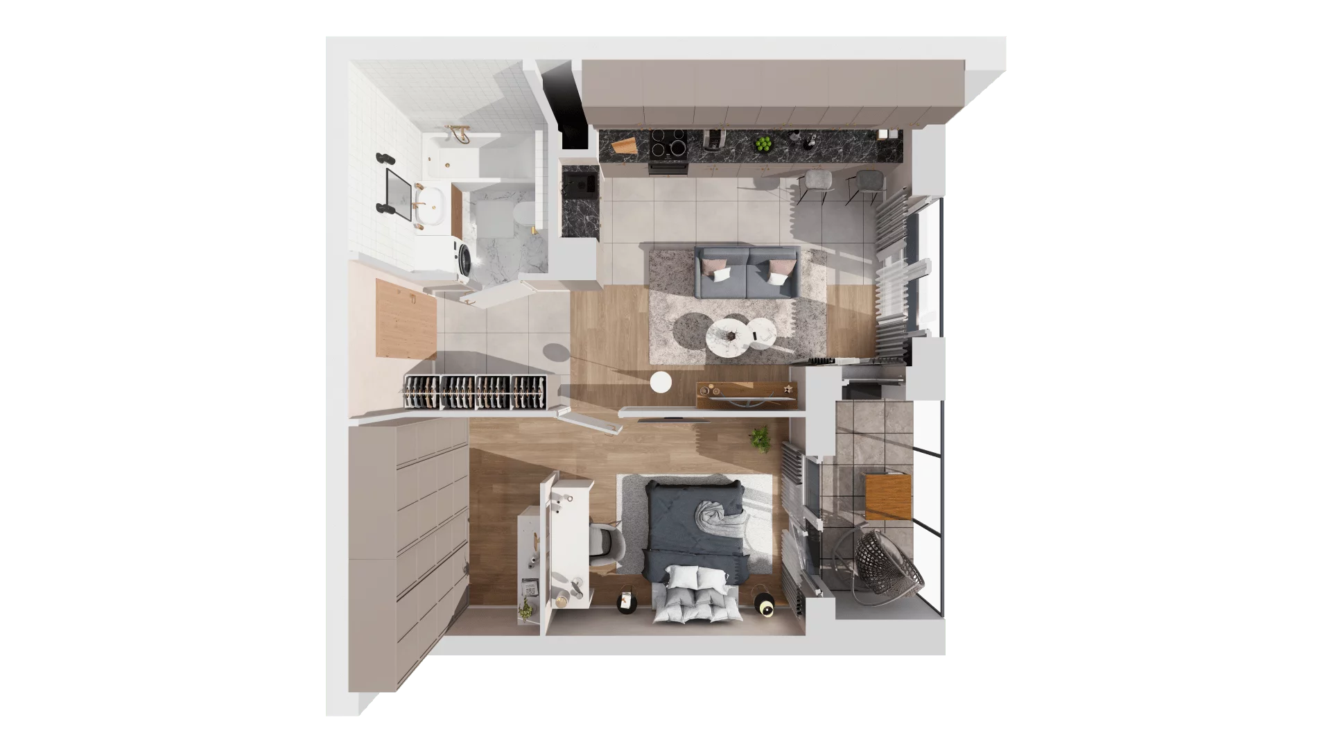 2 pokoje, mieszkanie 44,66 m², piętro 2, oferta nr 5.02.A21, Ogrody Andersa, Gliwice, Wojska Polskiego, ul. Leopolda Okulickiego