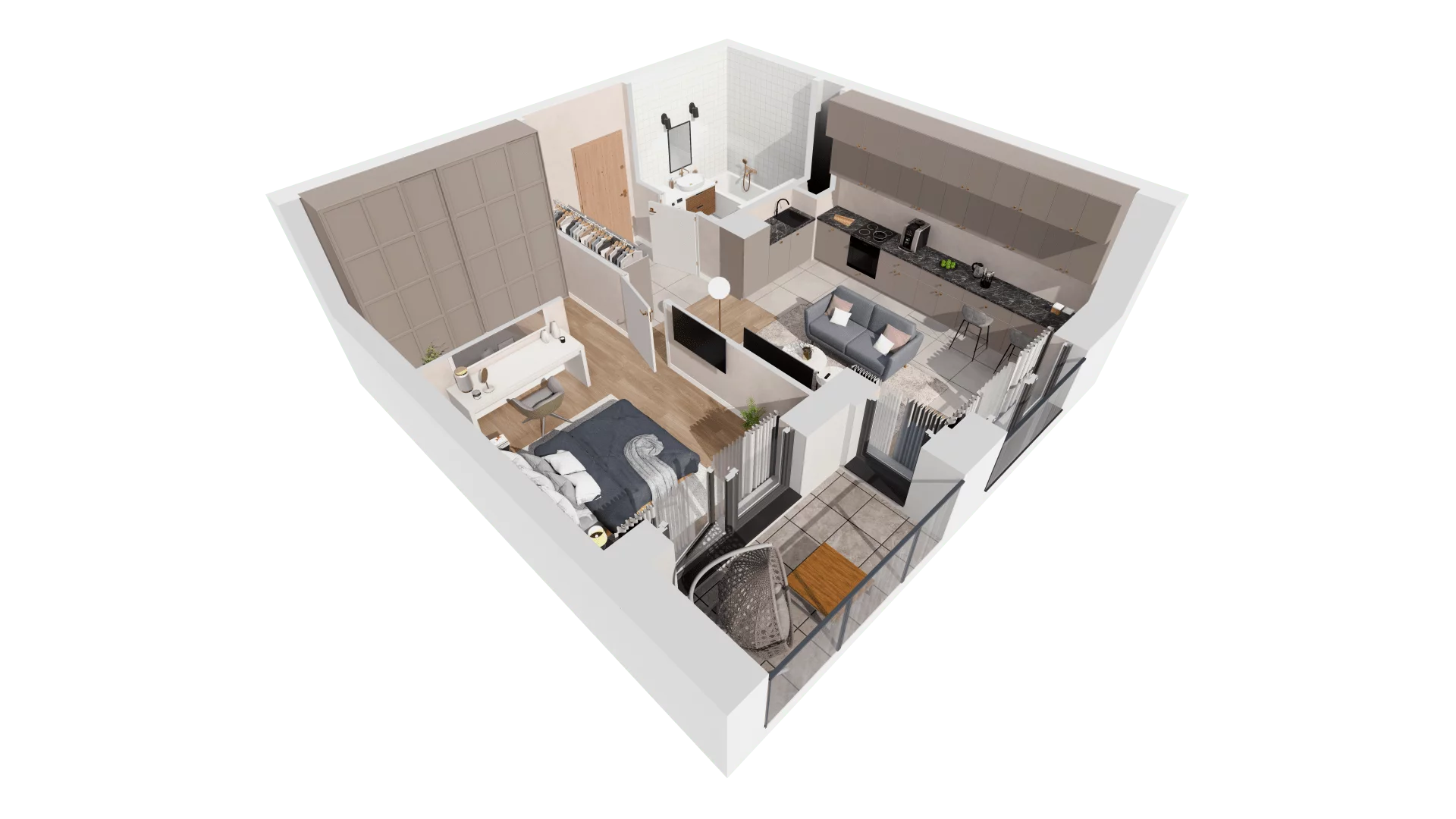 2 pokoje, mieszkanie 44,66 m², piętro 2, oferta nr 5.02.A21, Ogrody Andersa, Gliwice, Wojska Polskiego, ul. Leopolda Okulickiego