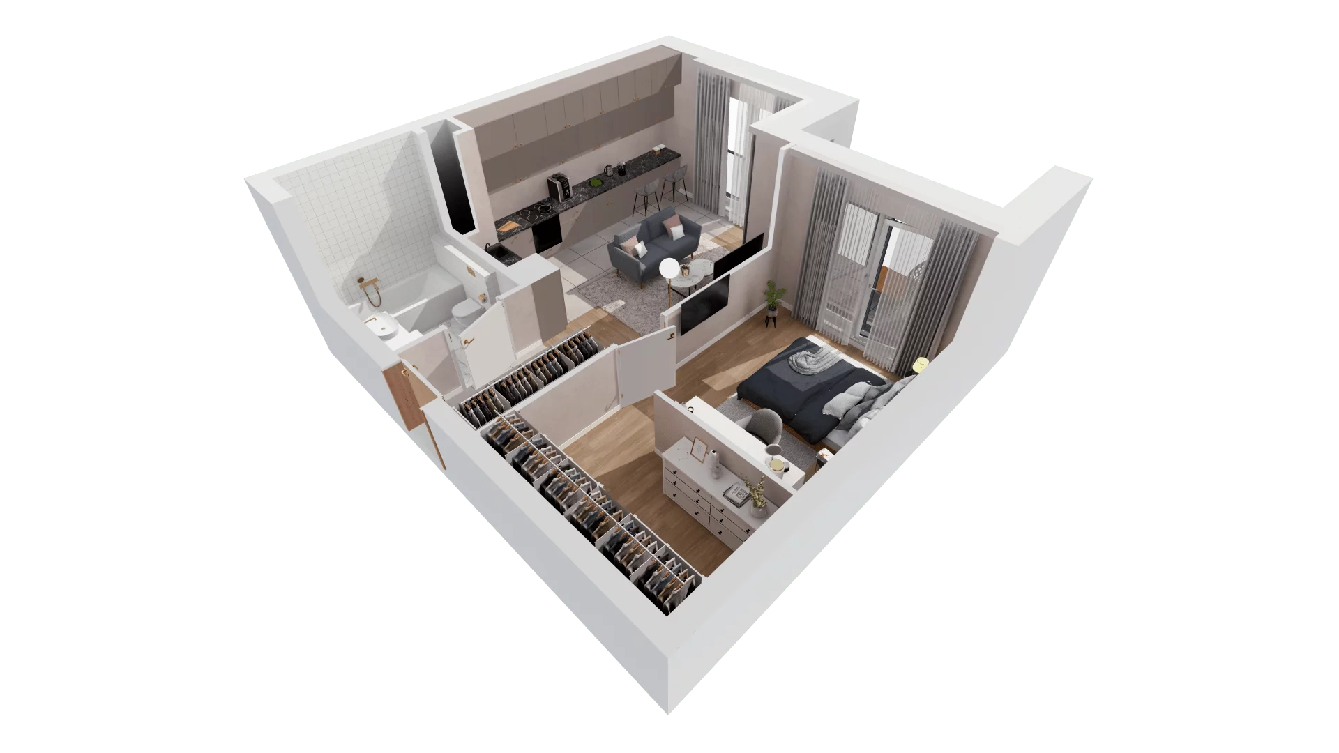 2 pokoje, mieszkanie 44,66 m², piętro 2, oferta nr 5.02.A21, Ogrody Andersa, Gliwice, Wojska Polskiego, ul. Leopolda Okulickiego