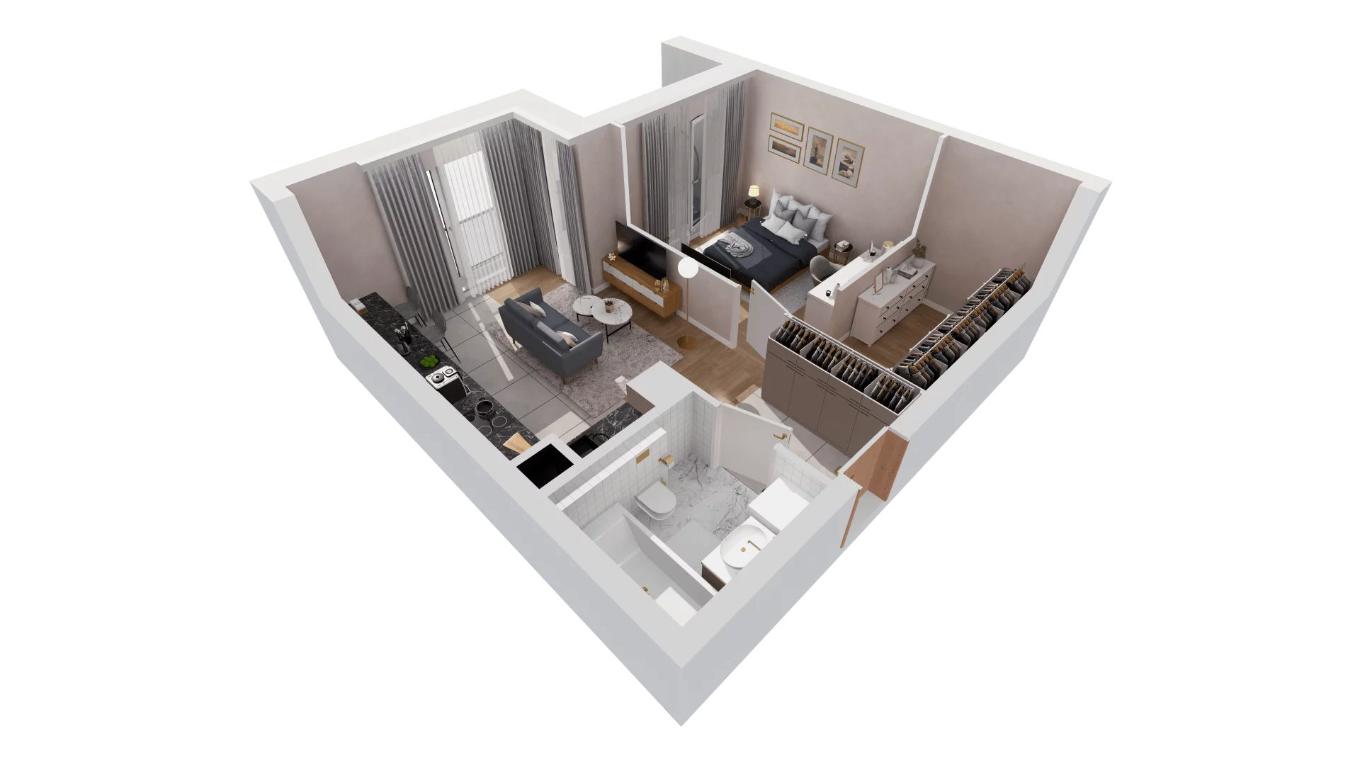 2 pokoje, mieszkanie 44,66 m², piętro 2, oferta nr 5.02.A21, Ogrody Andersa, Gliwice, Wojska Polskiego, ul. Leopolda Okulickiego
