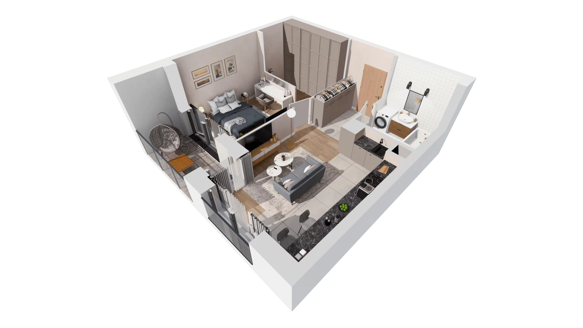 2 pokoje, mieszkanie 44,66 m², piętro 2, oferta nr 5.02.A21, Ogrody Andersa, Gliwice, Wojska Polskiego, ul. Leopolda Okulickiego