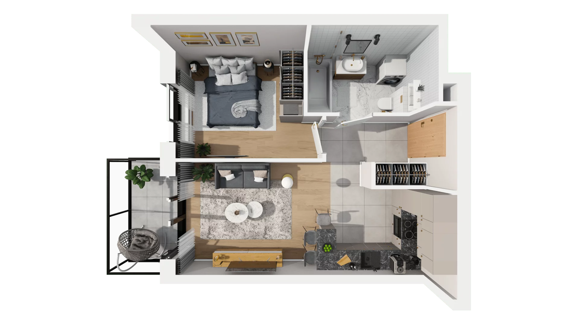 Mieszkanie 38,19 m², piętro 3, oferta nr B1-K1-3-9, Żerniki Na Novo, Wrocław, Żerniki, ul. Maxa Berga