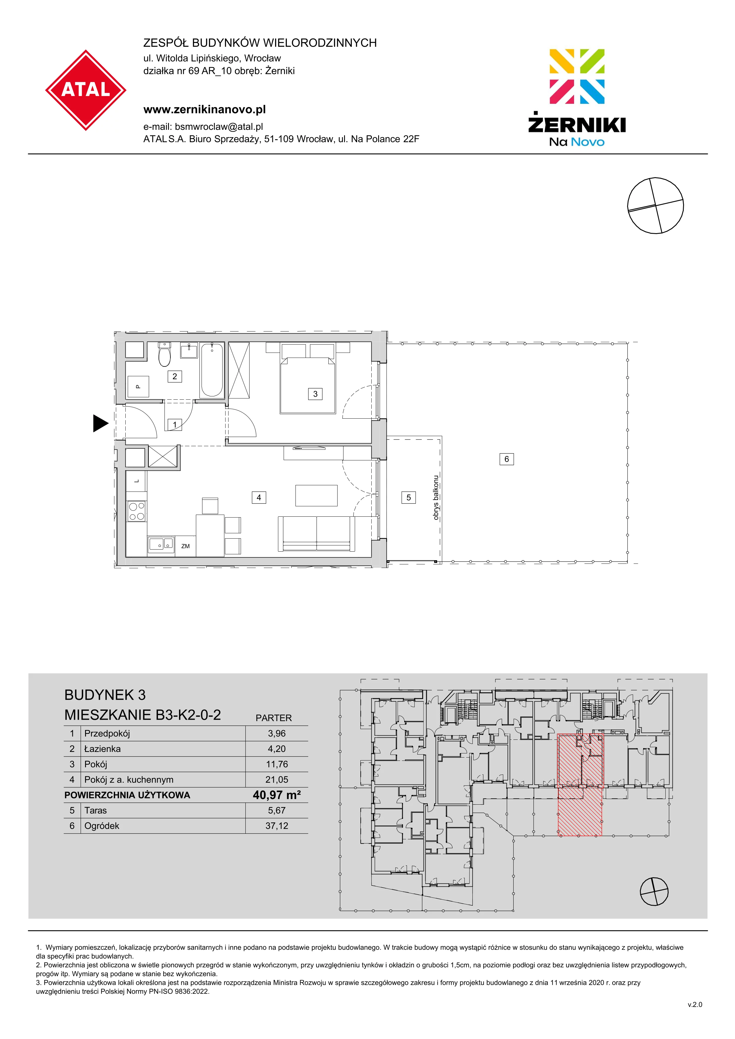 Mieszkanie 40,97 m², parter, oferta nr B3-K2-0-2, Żerniki Na Novo, Wrocław, Żerniki, ul. Maxa Berga