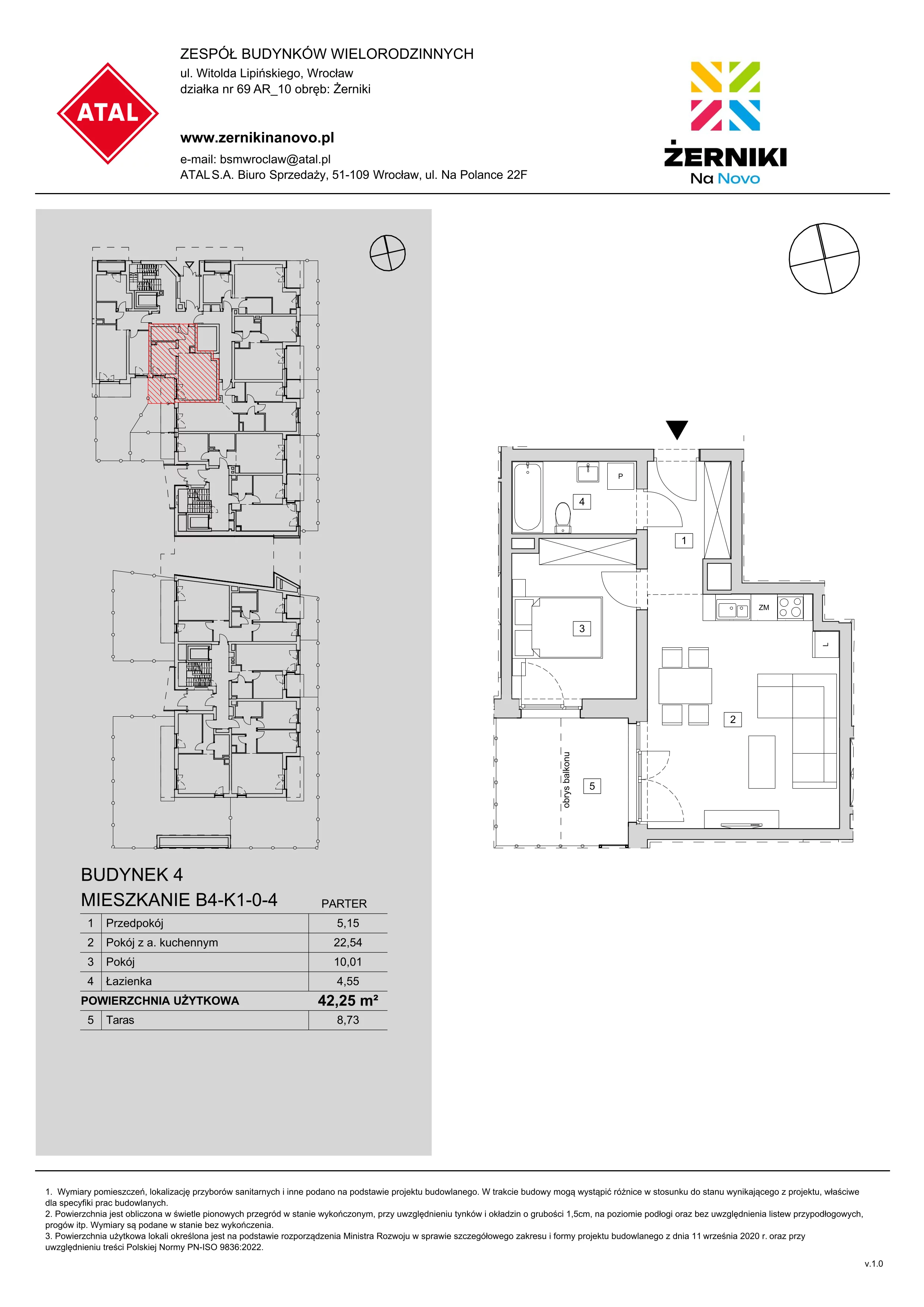 Mieszkanie 42,25 m², parter, oferta nr B4-K1-0-4, Żerniki Na Novo, Wrocław, Żerniki, ul. Maxa Berga