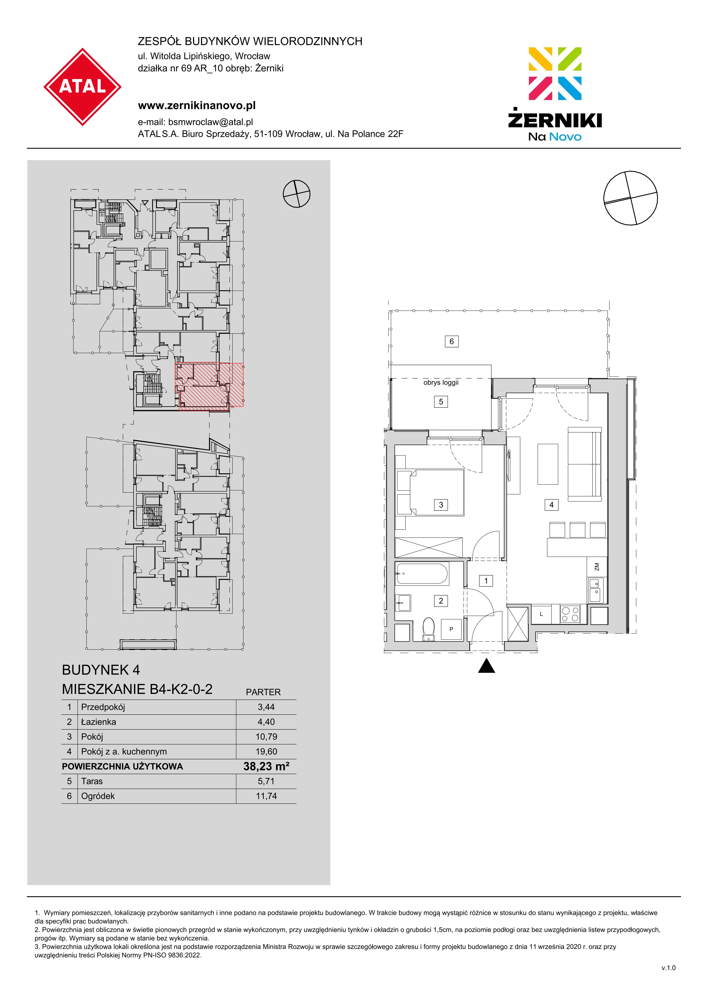 Mieszkanie 38,23 m², parter, oferta nr B4-K2-0-2, Żerniki Na Novo, Wrocław, Żerniki, ul. Maxa Berga