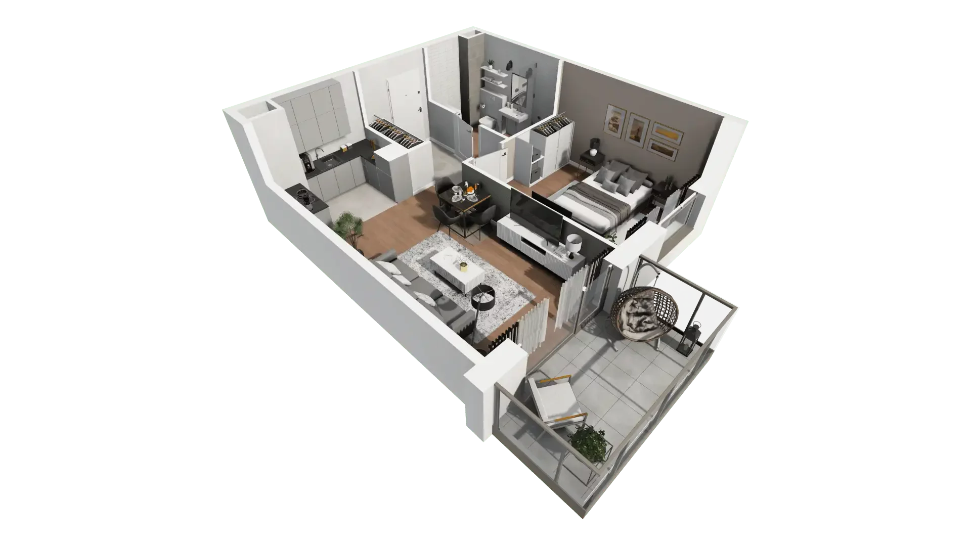 Mieszkanie 44,35 m², piętro 1, oferta nr B9-K1-1-4, Żerniki Na Novo III, Wrocław, Żerniki, ul. Maxa Berga