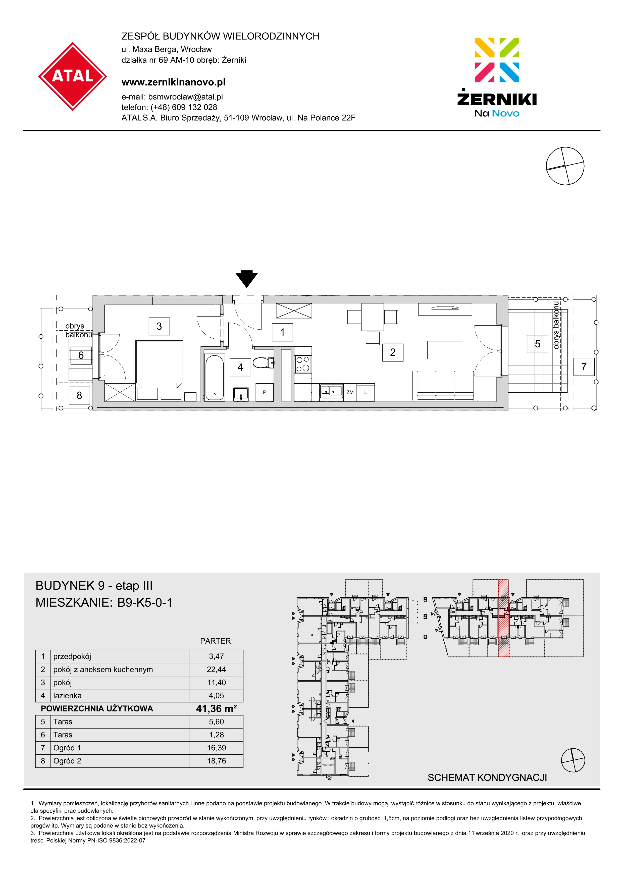 Mieszkanie 41,36 m², parter, oferta nr B9-K5-0-1, Żerniki Na Novo III, Wrocław, Żerniki, ul. Maxa Berga