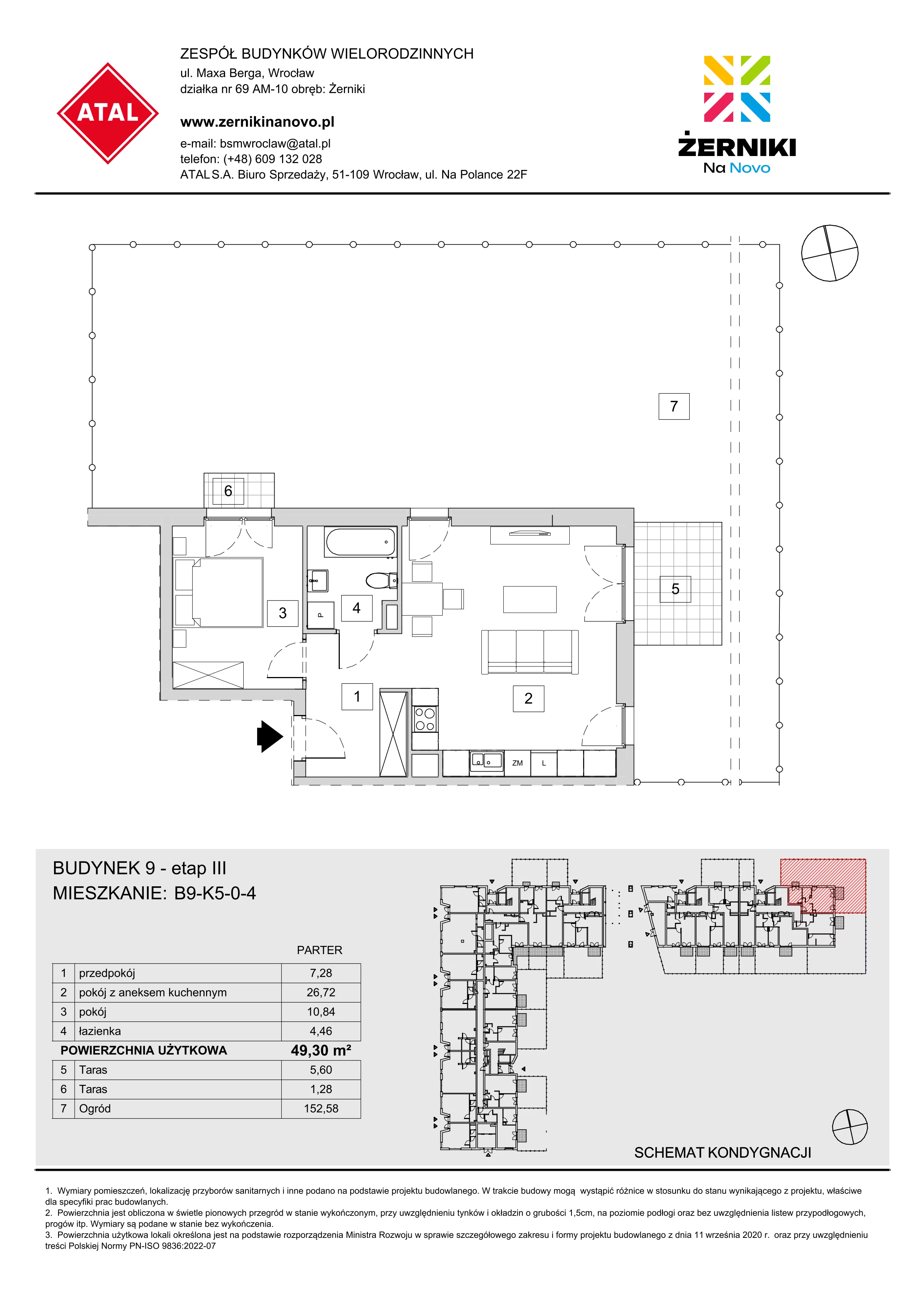 Mieszkanie 49,30 m², parter, oferta nr B9-K5-0-4, Żerniki Na Novo III, Wrocław, Żerniki, ul. Maxa Berga