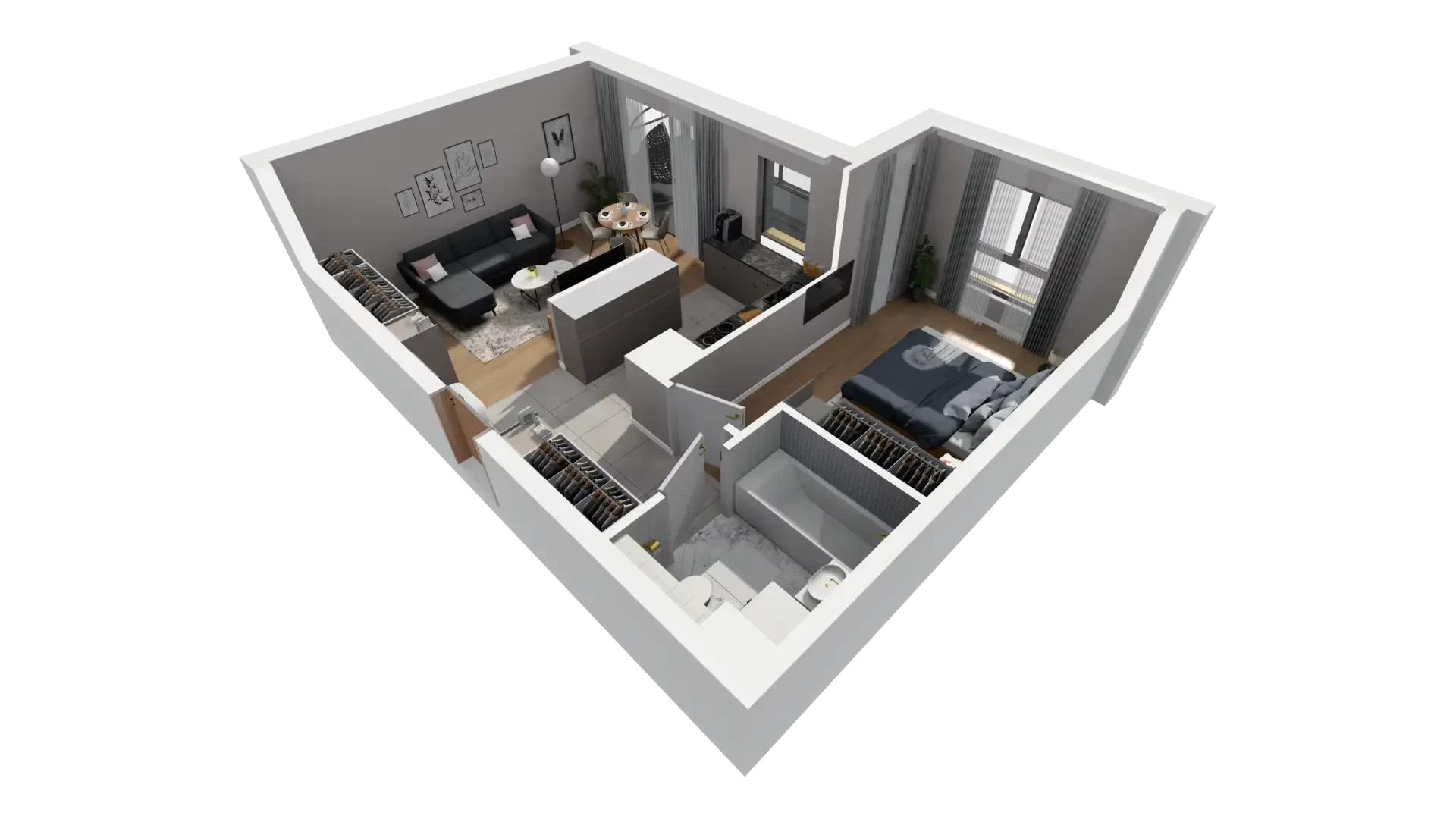 2 pokoje, mieszkanie 48,95 m², piętro 1, oferta nr B.1.2, ATAL Parkowa, Poznań, Nowe Miasto, Osiedle Warszawskie, ul. Mogileńska