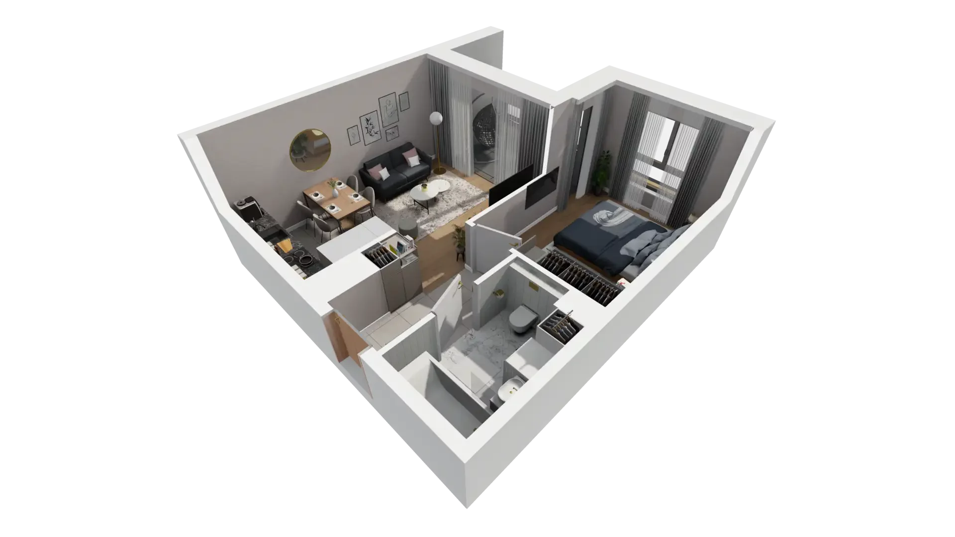 2 pokoje, mieszkanie 37,72 m², piętro 1, oferta nr C.1.2, ATAL Parkowa, Poznań, Nowe Miasto, Osiedle Warszawskie, ul. Mogileńska