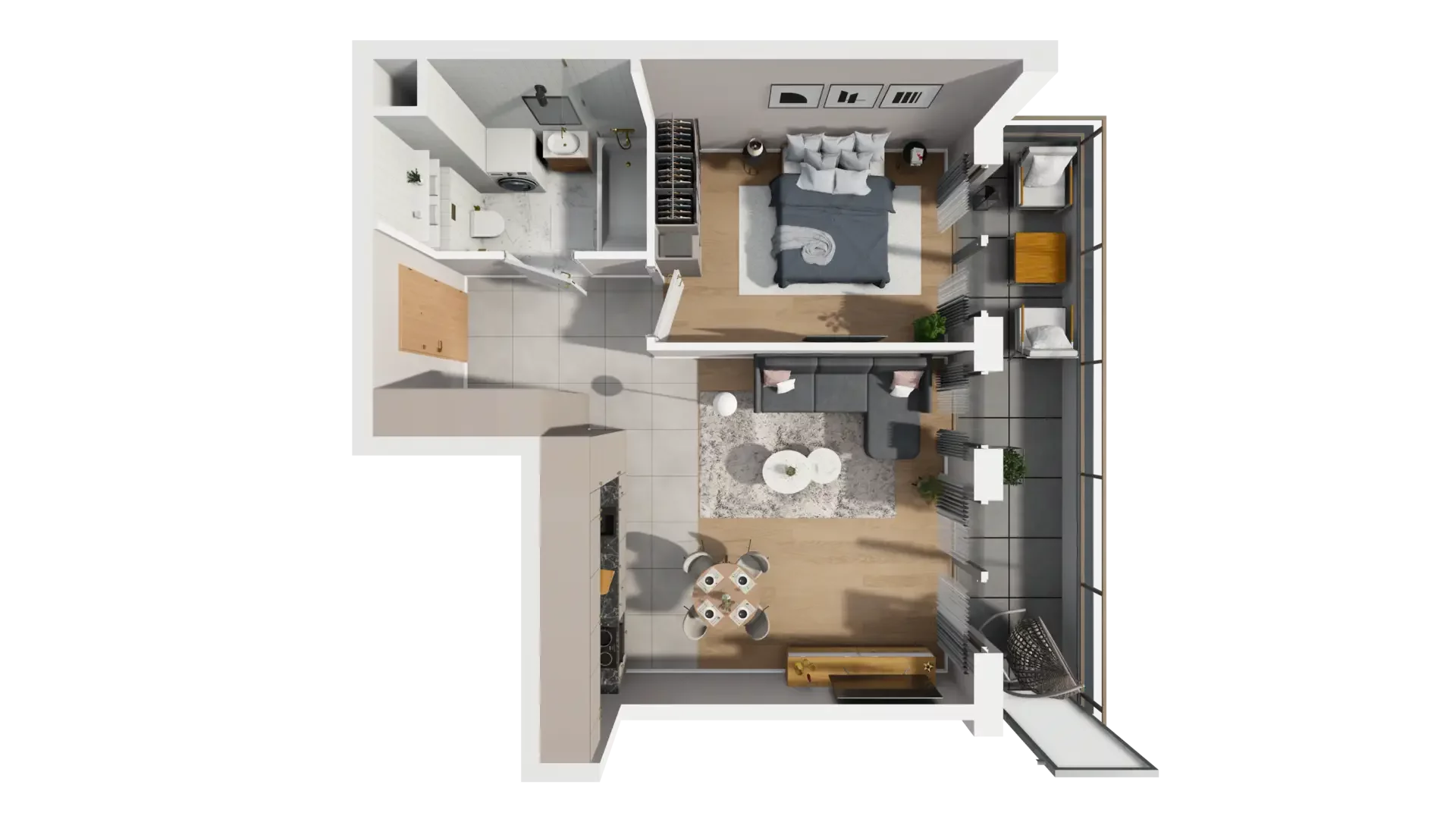 2 pokoje, mieszkanie 46,16 m², piętro 2, oferta nr D.2.1, ATAL Parkowa, Poznań, Nowe Miasto, Osiedle Warszawskie, ul. Mogileńska