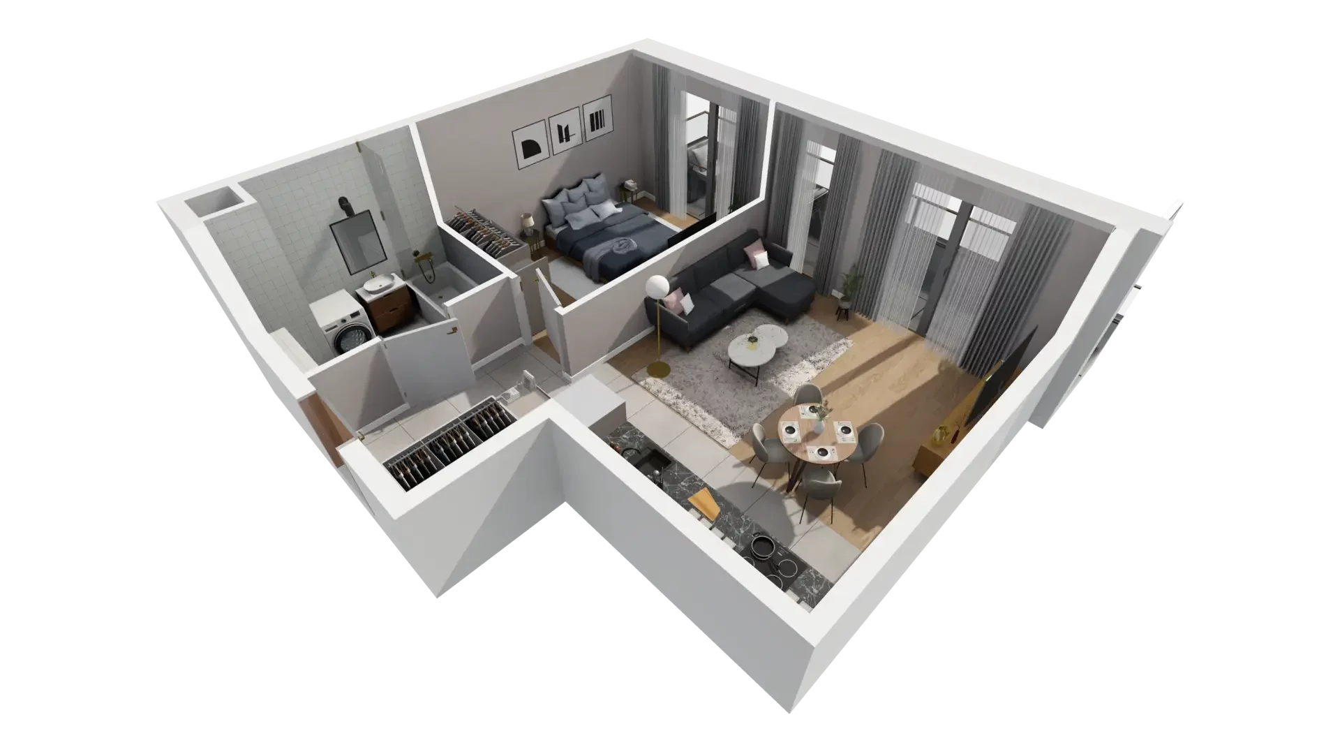 2 pokoje, mieszkanie 46,16 m², piętro 2, oferta nr D.2.1, ATAL Parkowa, Poznań, Nowe Miasto, Osiedle Warszawskie, ul. Mogileńska