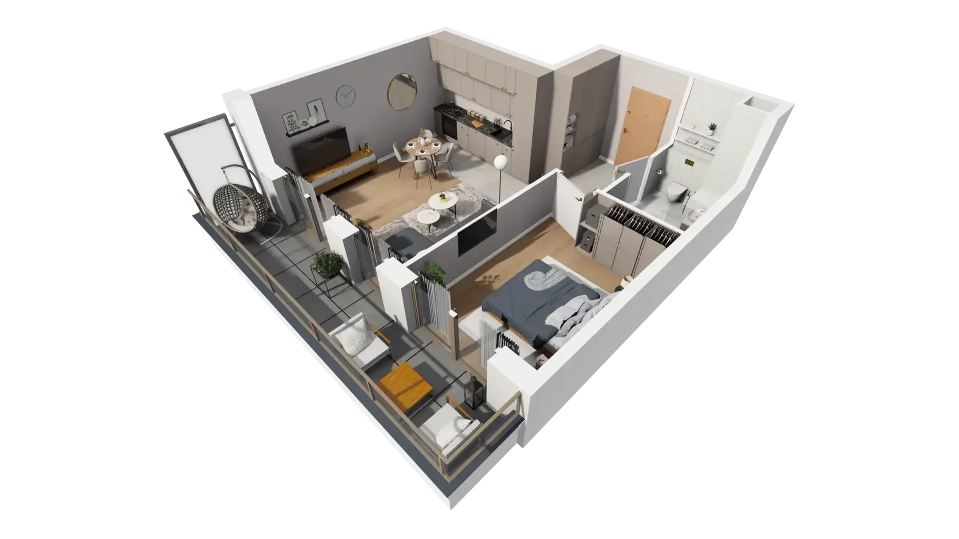 2 pokoje, mieszkanie 46,16 m², piętro 2, oferta nr D.2.1, ATAL Parkowa, Poznań, Nowe Miasto, Osiedle Warszawskie, ul. Mogileńska