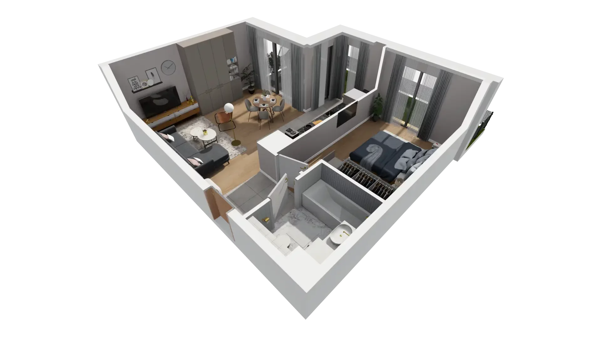 2 pokoje, mieszkanie 47,86 m², parter, oferta nr E.0.4, ATAL Parkowa, Poznań, Nowe Miasto, Osiedle Warszawskie, ul. Mogileńska