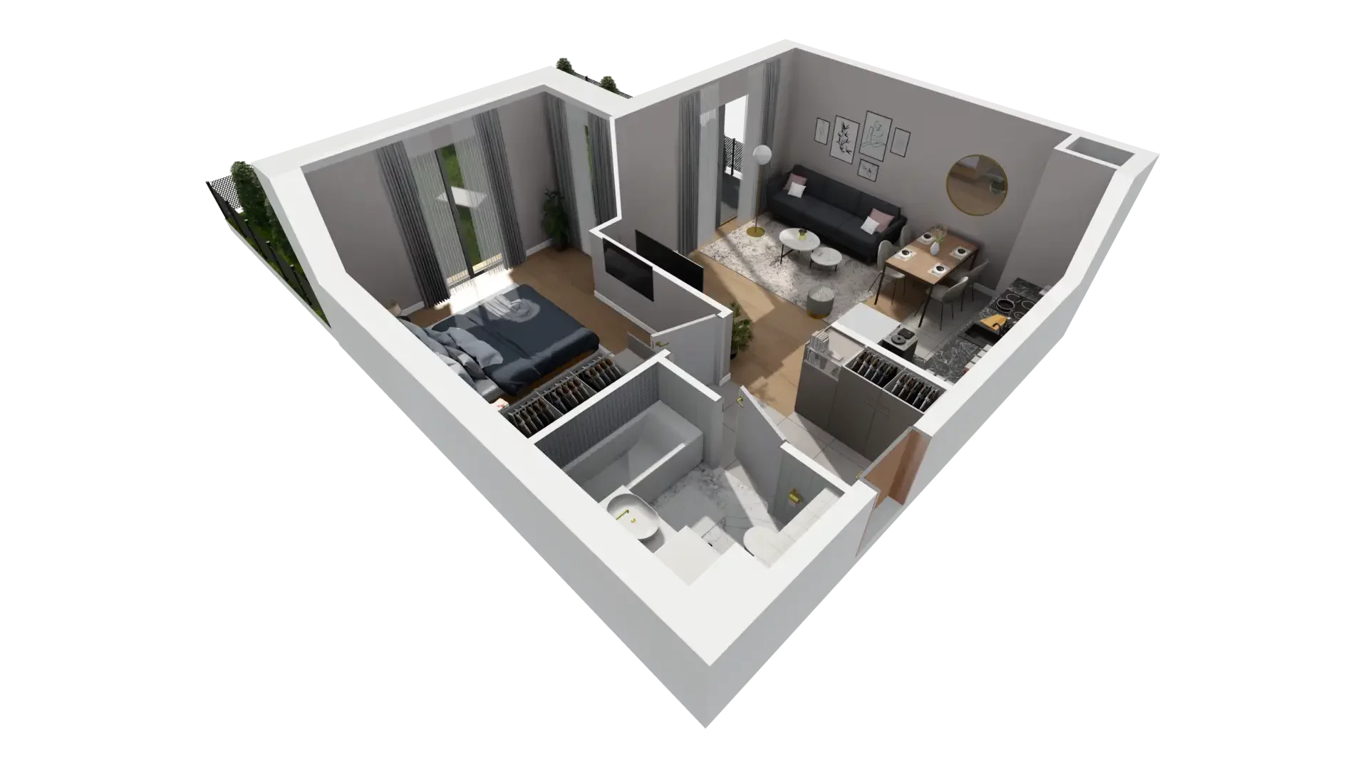 2 pokoje, mieszkanie 43,47 m², parter, oferta nr I.0.2, ATAL Parkowa, Poznań, Nowe Miasto, Osiedle Warszawskie, ul. Mogileńska