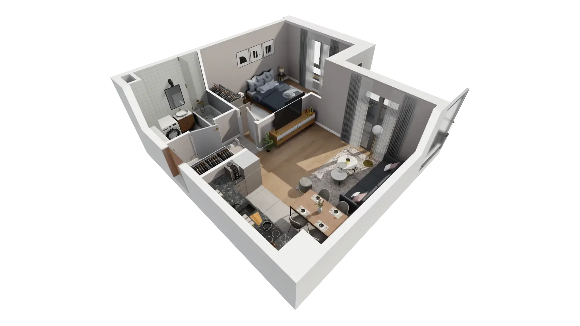 2 pokoje, mieszkanie 43,47 m², piętro 1, oferta nr I.1.4, ATAL Parkowa, Poznań, Nowe Miasto, Osiedle Warszawskie, ul. Mogileńska