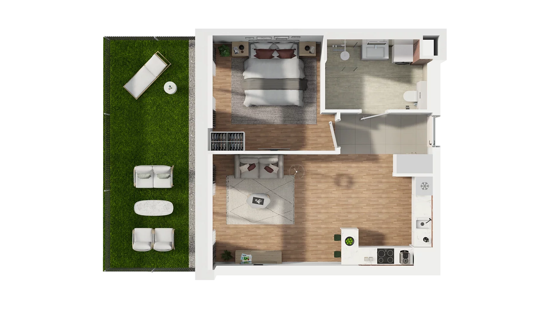 2 pokoje, mieszkanie 50,39 m², parter, oferta nr A1.0.02, Zakole Wisły, Kraków, Podgórze, ul. Na Zakolu Wisły