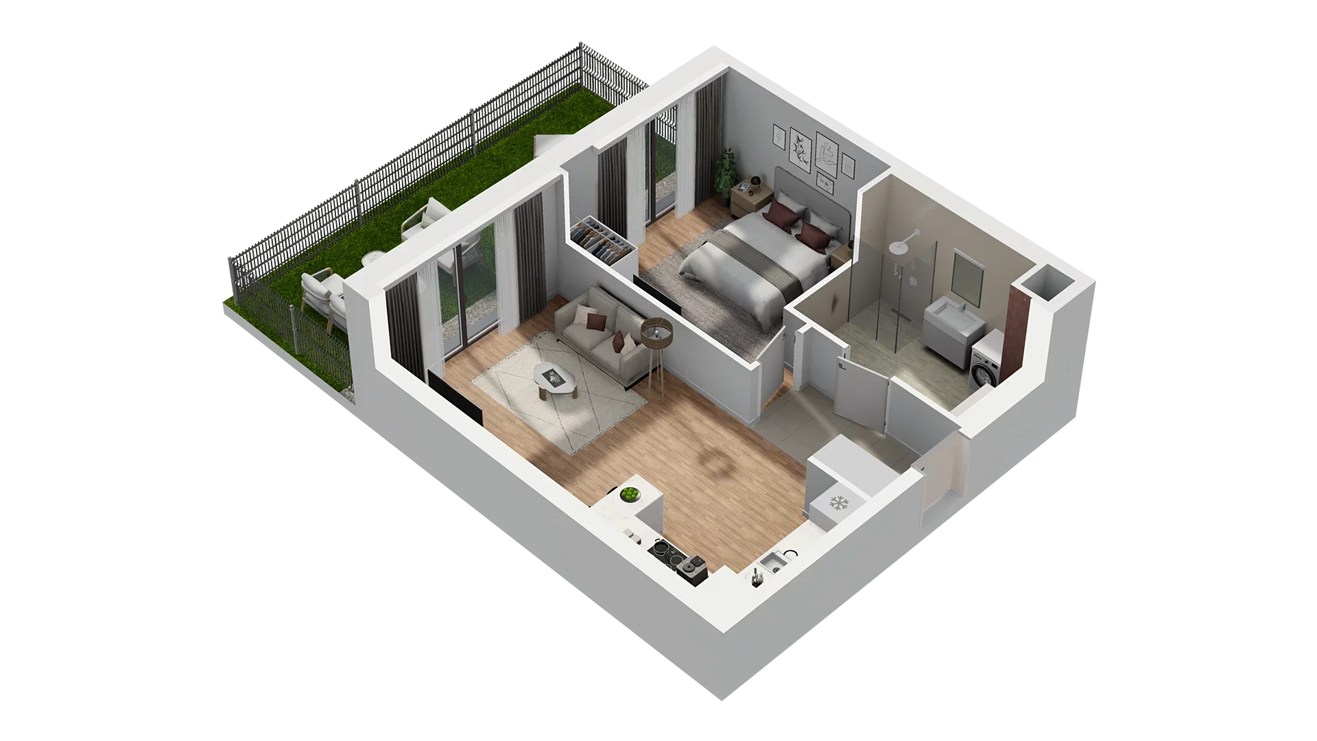 2 pokoje, mieszkanie 50,39 m², parter, oferta nr A1.0.02, Zakole Wisły, Kraków, Podgórze, ul. Na Zakolu Wisły