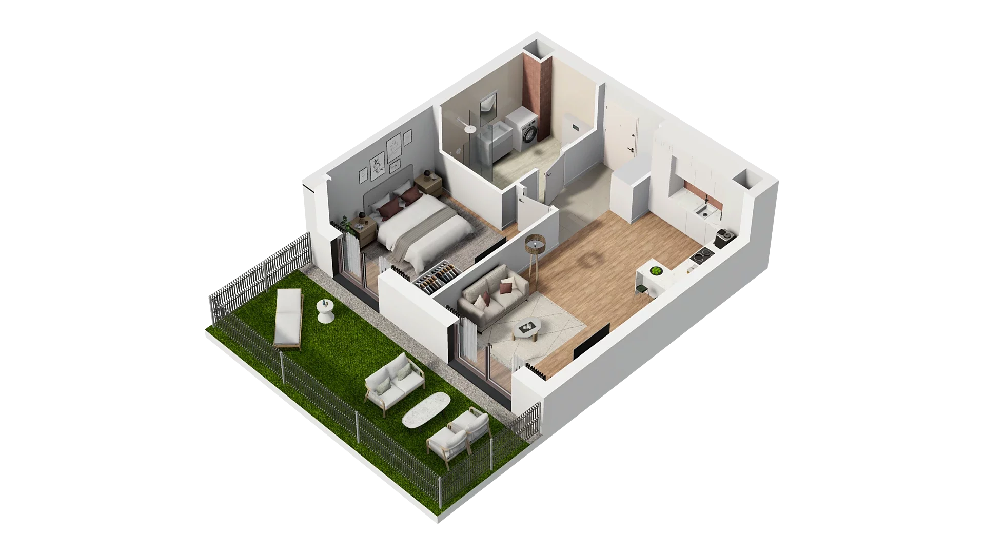 2 pokoje, mieszkanie 50,39 m², parter, oferta nr A1.0.02, Zakole Wisły, Kraków, Podgórze, ul. Na Zakolu Wisły