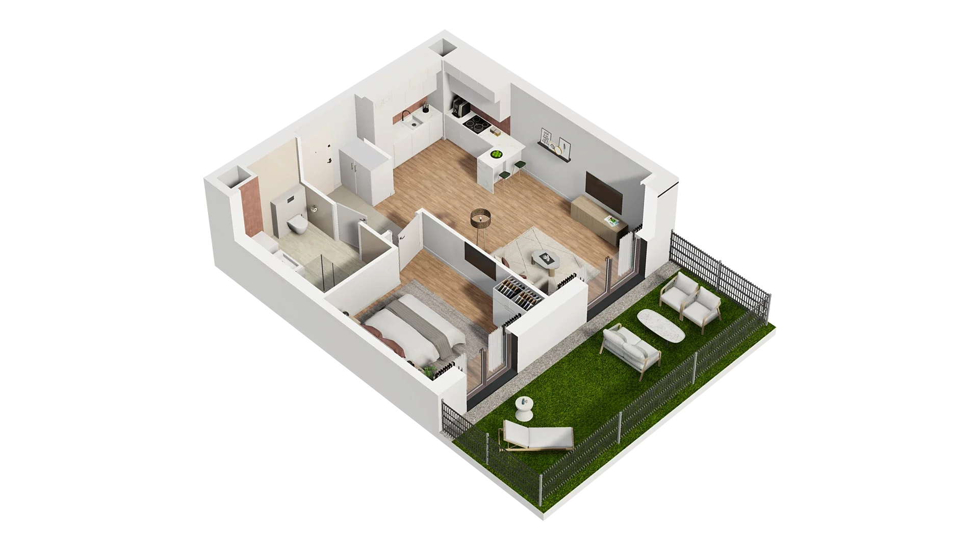 2 pokoje, mieszkanie 50,39 m², parter, oferta nr A1.0.02, Zakole Wisły, Kraków, Podgórze, ul. Na Zakolu Wisły