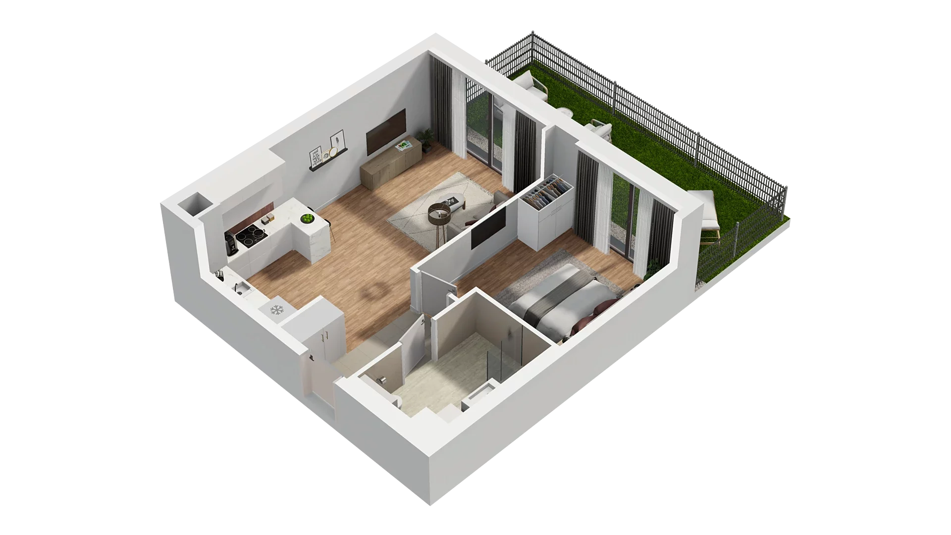 2 pokoje, mieszkanie 50,39 m², parter, oferta nr A1.0.02, Zakole Wisły, Kraków, Podgórze, ul. Na Zakolu Wisły