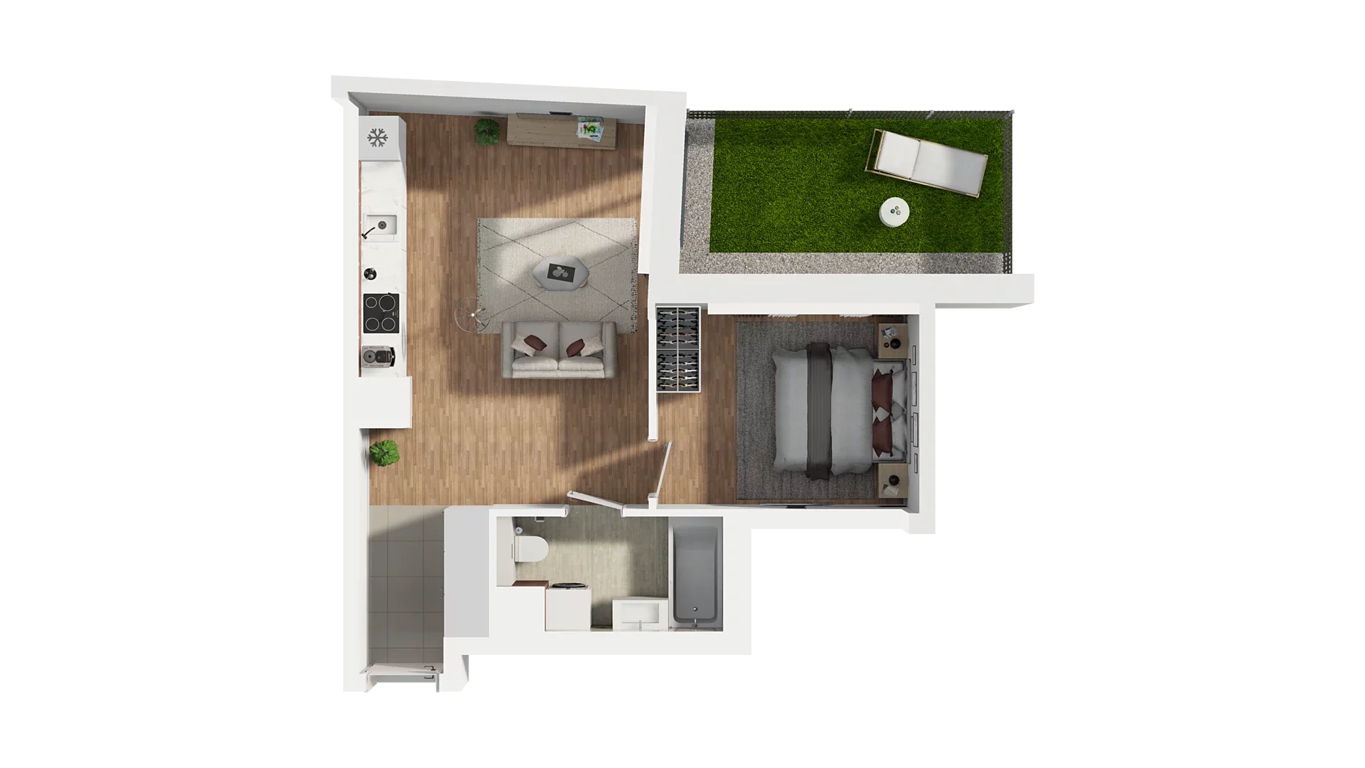 2 pokoje, mieszkanie 40,21 m², parter, oferta nr A1.0.06, Zakole Wisły, Kraków, Podgórze, ul. Na Zakolu Wisły